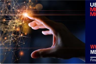 Hand touching metaphorical circuitry