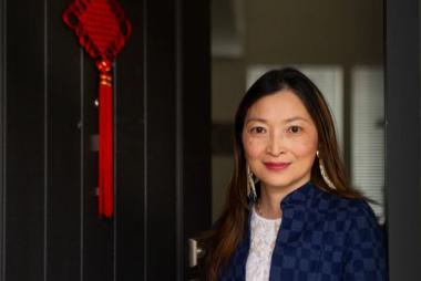 Louisa-May, beside traditional hanging art