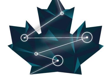 Logo showing statistical datapoint zigzagging along maple leaf