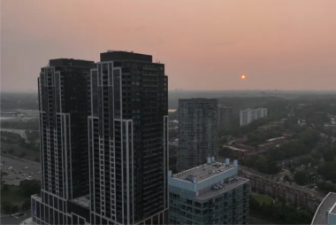 A Toronto city-scape marred by brown sky