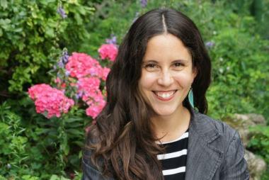 Dr. Ugarte, among flowering bushes