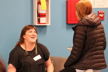 Student and instructor chatting